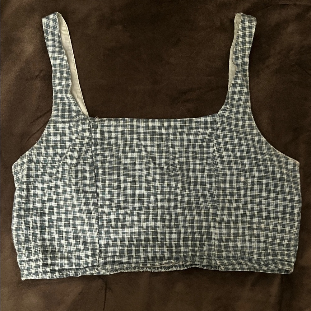 American Eagle Outfitters Blue Plaid Crop Top